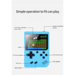 Mini consola portátil retro con 500 juegos clásicos ⋆ Pantalla LCD de 3'' ⋆ Incluye batería recargable y cable AV ⋆ Color AZUL