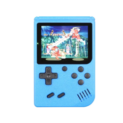Mini consola portátil retro con 500 juegos clásicos ⋆ Pantalla LCD de 3'' ⋆ Incluye batería recargable y cable AV ⋆ Color AZUL