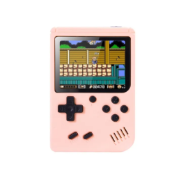 Mini consola portátil retro con 500 juegos clásicos ⋆ Pantalla LCD de 3'' ⋆ Incluye batería recargable y cable AV ⋆ Color AZUL