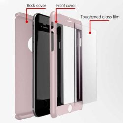 Funda compatible con IPHONE 6 / 6S Doble 360º policarbonato con protector de pantalla cristal templado Rosa