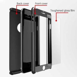 Funda compatible con IPHONE 6 PLUS / 6S PLUS Doble 360º policarbonato con protector de pantalla cristal templado Negra