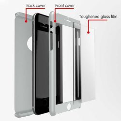 Funda compatible con IPHONE 6 PLUS / 6S PLUS Doble 360º policarbonato con protector de pantalla cristal templado Negra