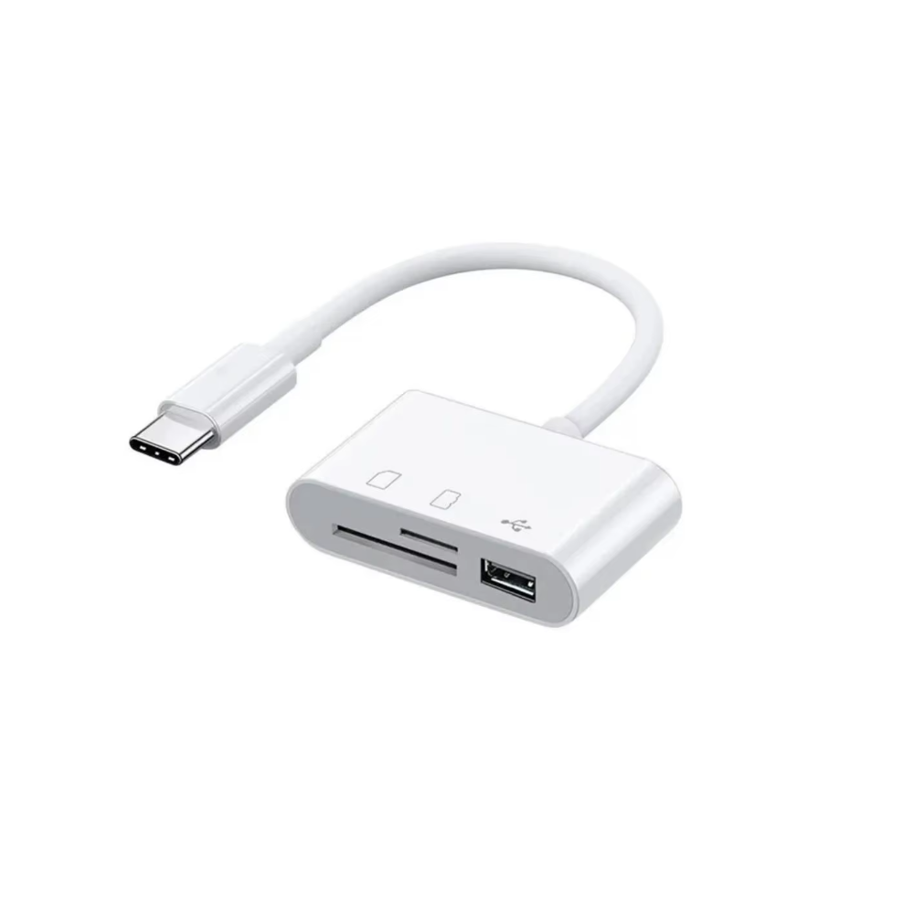 Adaptador 3 en 1 lector de tarjetas SD micro SD RS-MMC y USB hembra Ratón cámara iPhone etc smartphone Tipo C