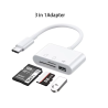 Adaptador 3 en 1 lector de tarjetas SD micro SD RS-MMC y USB hembra Ratón cámara iPhone etc smartphone Tipo C