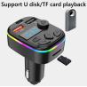 Transmisor FM para coche con Bluetooth 5.0 manos libres - Mechero MP3 con 2 USB + 1 USB-C + lector tarjeta TF