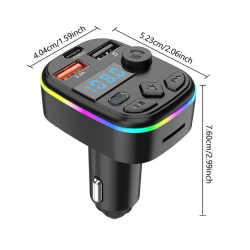 Transmisor FM para coche con Bluetooth 5.0 manos libres - Mechero MP3 con 2 USB + 1 USB-C + lector tarjeta TF