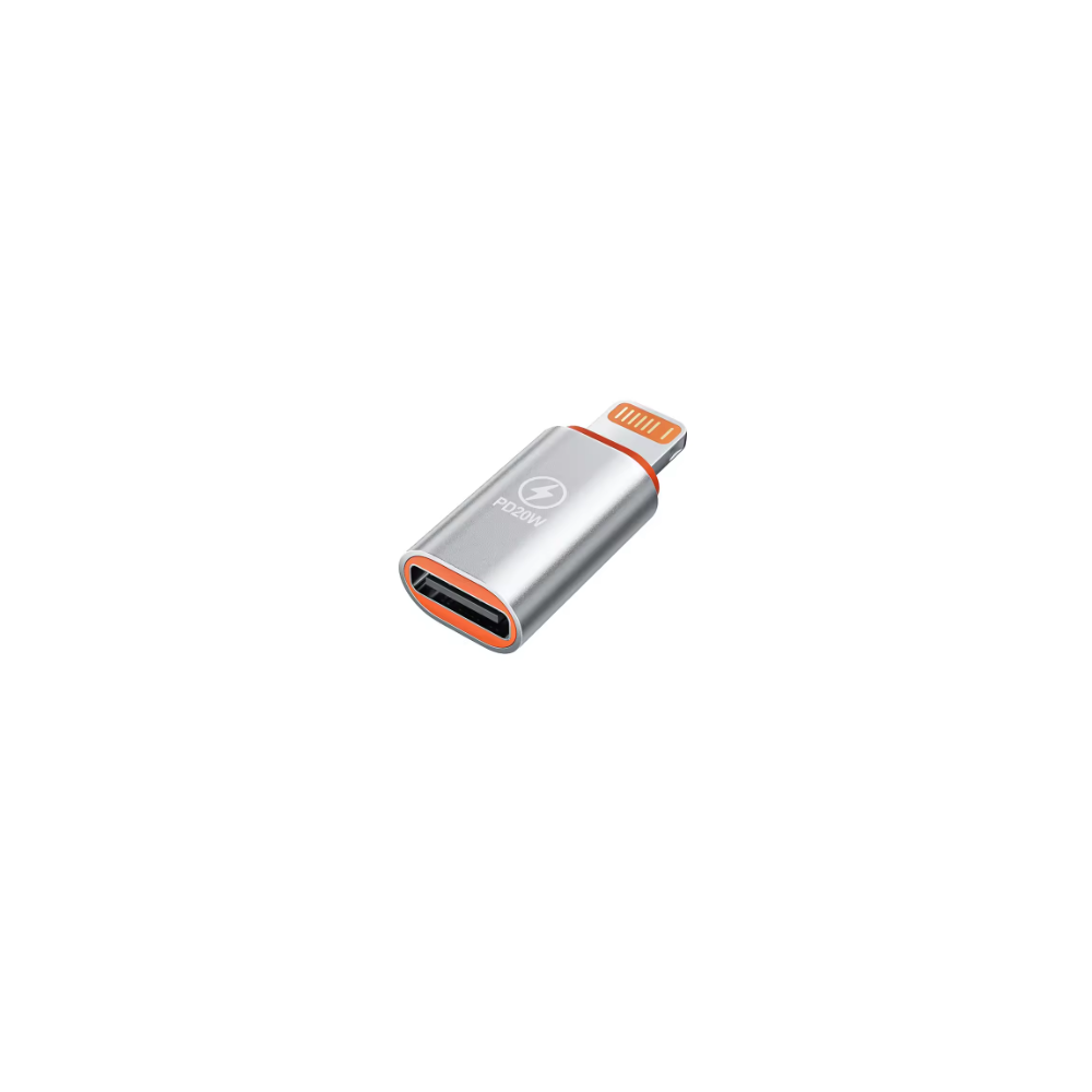 Adaptador tipo C hembra / lightning macho iPhone iPad 8 pines PD 20W Compatible - Gris plata negro