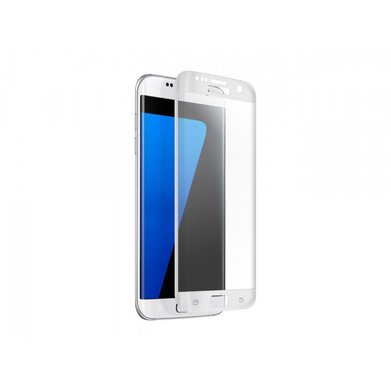 Protector de pantalla compatible con SAMSUNG GALAXY S7 Cristal templado curvo borde BLANCO