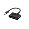 Adaptador 3 en 1 lector de tarjetas memoria SD micro SD y OTG USB hembra Ratón cámara iPhone smartphone Tipo C Negro