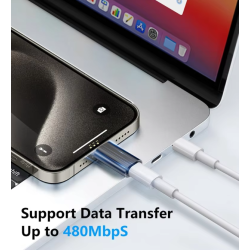 Adaptador compatible con conector Apple lightning hembra a Tipo C USB-C macho Negro / plata - Compatible con iPhone iPad etc...
