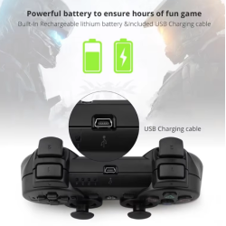 Mando joystick controlador Bluetooth para Sony PS3 / Playstation 3 - Inalámbrico Sixaxis Dual Shock - Negro
