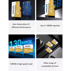 PHILIPS Tarjeta de memoria MicroSD - 8 GB - TF A1 V30 Class 10 UHS-I para móviles, cámaras y otros dispositivos