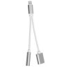 Cable adaptador conector compatible lightning macho a jack 3.5mm y lightning hembra para iPhone iPad auriculares