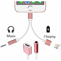 Cable adaptador conector compatible lightning macho a jack 3.5mm y lightning hembra para iPhone iPad auriculares