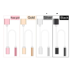 Cable adaptador conector compatible lightning macho a jack 3.5mm y lightning hembra para iPhone iPad auriculares
