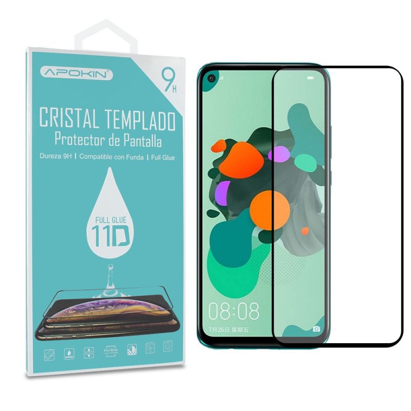 Protector de pantalla compatible con HUAWEI MATE 30 LITE / HONOR 20 / NOVA 5T * Borde negro * Cristal templado