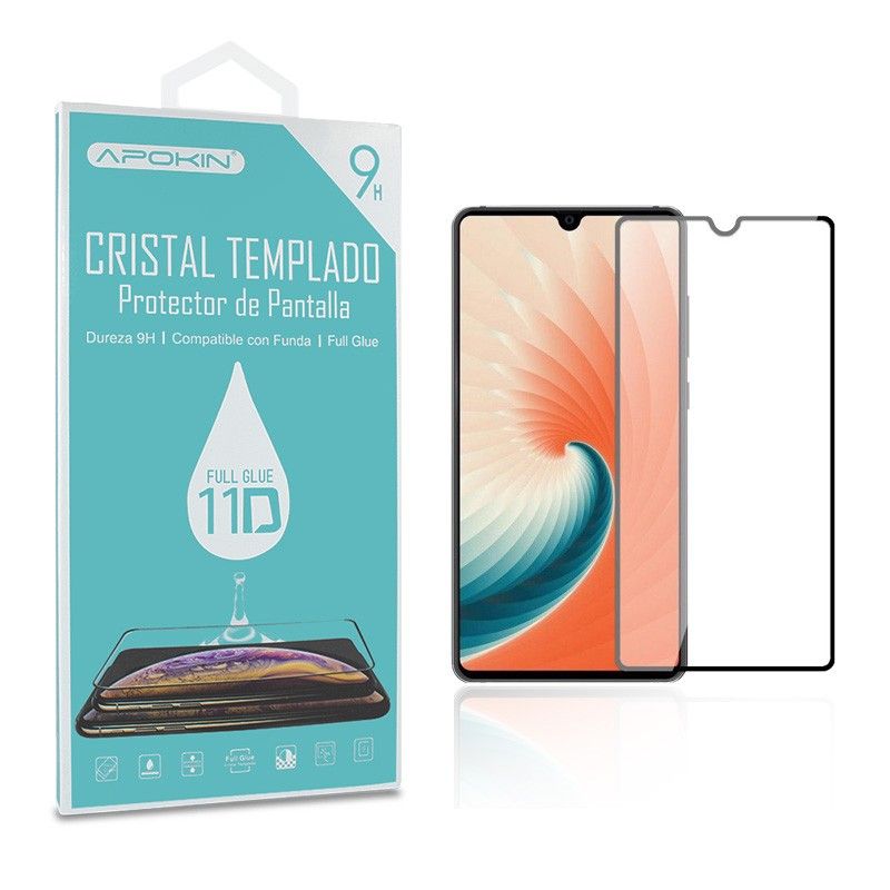 Protector de pantalla compatible con HUAWEI MATE 20 * Borde negro * Cristal templado dureza 9H