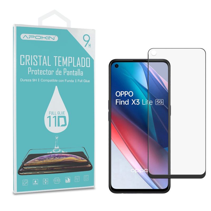 Cristal templado Oppo Find X3 Lite 11D Borde negro Protector de pantalla