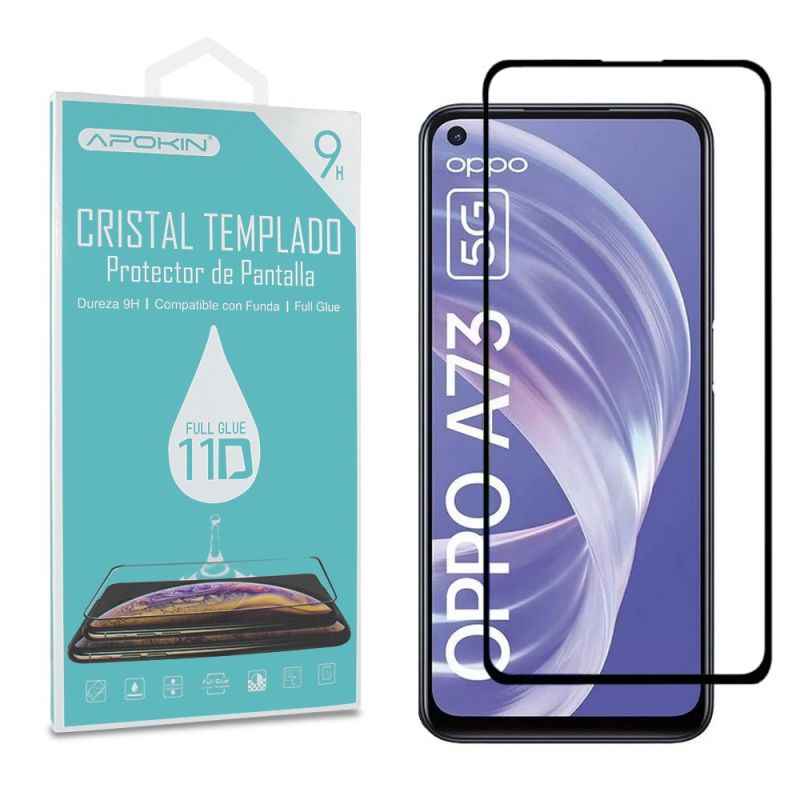 Cristal templado Oppo A73 11D Borde negro Protector de pantalla