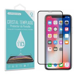 Protector de pantalla compatible con IPHONE X / XS / 11 PRO * Borde negro * Cristal templado plano 9H