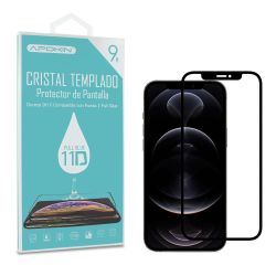 Protector de pantalla compatible con IPHONE 13 / 13 PRO / 14 * Borde negro * Cristal templado plano 9H