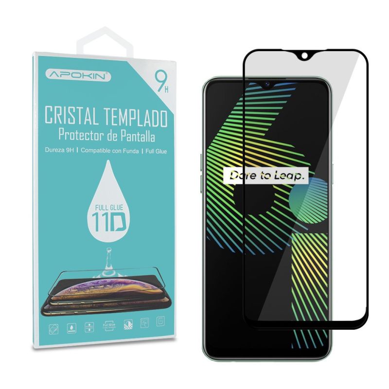 Protector de pantalla compatible con REALME 6I * Borde negro * Cristal templado dureza 9H