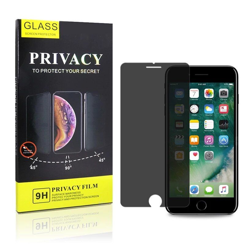 Protector de pantalla compatible con IPHONE 6 PLUS / 6S PLUS Templado negro privacidad antiespías