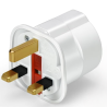 Adaptador red Reino Unido macho a europeo UE hembra Schuko ⋆ Blanco ⋆ Conector de corriente para enchufes europeos
