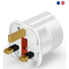 Adaptador red Reino Unido macho a europeo UE hembra Schuko ⋆ Blanco ⋆ Conector de corriente para enchufes europeos