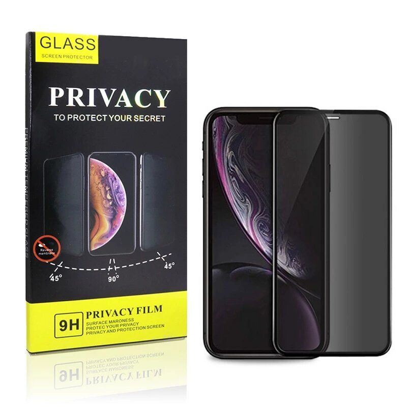 Protector de pantalla compatible con IPHONE X / XS / 11 PRO Templado negro privacidad antiespías