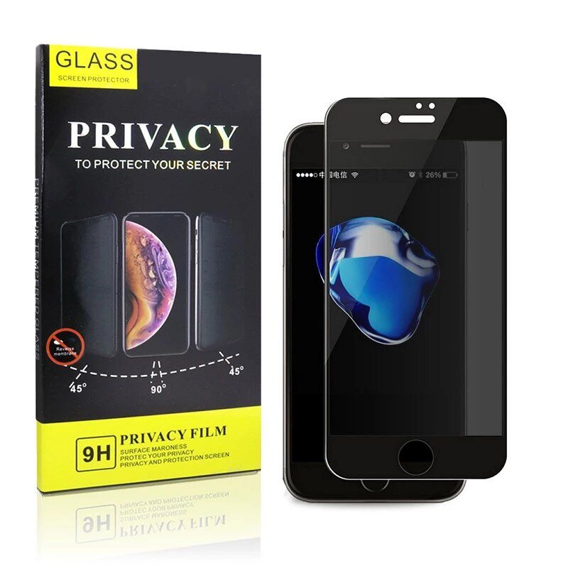 Protector de pantalla compatible con IPHONE 7 PLUS / 8 PLUS Templado negro privacidad antiespías