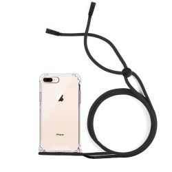 Funda compatible con IPHONE 7 PLUS / 8 PLUS * Silicona transparente * Esquinas reforzadas con cordón negro