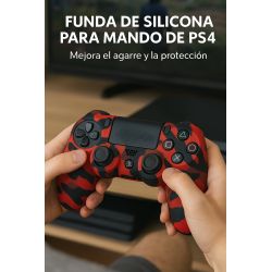Funda de silicona compatible con MANDO DUALSHOCK PS4 Camuflaje rojo negro