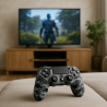 Funda de silicona compatible con MANDO DUALSHOCK PS4 ⋆ Camuflaje gris negro ⋆ Protección antideslizante y resistente