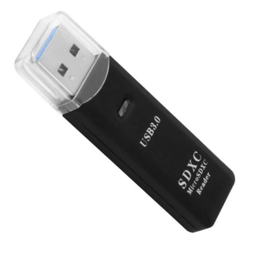 Lector de tarjetas USB 3.0 compatible con SD TF ⋆ Adaptador 2 en 1 de alta velocidad para accesorios de portátil SDXC negro