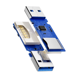 Lector de tarjetas USB 3.0 compatible con SD TF ⋆ Adaptador 2 en 1 de alta velocidad para accesorios de portátil SDXC negro