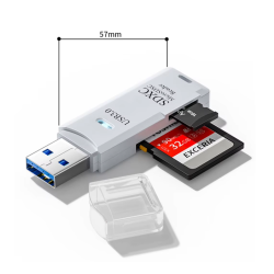 Lector de tarjetas USB 3.0 compatible con SD TF ⋆ Adaptador 2 en 1 de alta velocidad para accesorios de portátil SDXC negro