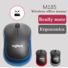 LOGITECH Ratón inalámbrico M185 ⋆ Silencioso ⋆ 2,4 GHz ⋆ USB ⋆ 1000DPI ⋆ 3 botones - Cómodo y eficiente