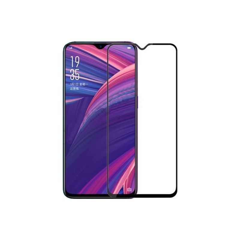 Protector de pantalla compatible con OPPO A91 * Cristal templado dureza 9H borde negro * Alta resistencia y ajuste fino