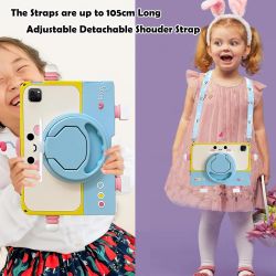 Funda compatible iPad Air 11'' 2024 / Air 6ª 5ª 4ª gen 10.9" 2022 / 2021 / 2020 / 2018 soporte bolígrafo correa silicona Niños