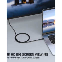 Cable 4K Tipo C a HDMI 1.8M Naylon compatible con iPhone 15 Series / MacBook Pro / Air / iPad / Galaxy S8-S23 / Surface etc 60Hz