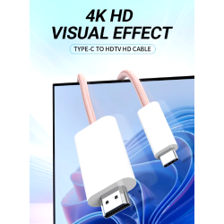 Cable 4K Tipo C a HDMI 1.8M Naylon compatible con iPhone 15 Series / MacBook Pro / Air / iPad / Galaxy S8-S23 / Surface etc 60Hz