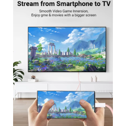 Cable 4K Tipo C a HDMI 1.8M Naylon compatible con iPhone 15 Series / MacBook Pro / Air / iPad / Galaxy S8-S23 / Surface etc 60Hz