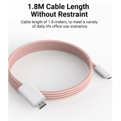 Cable 4K Tipo C a HDMI 1.8M Naylon compatible con iPhone 15 Series / MacBook Pro / Air / iPad / Galaxy S8-S23 / Surface etc 60Hz