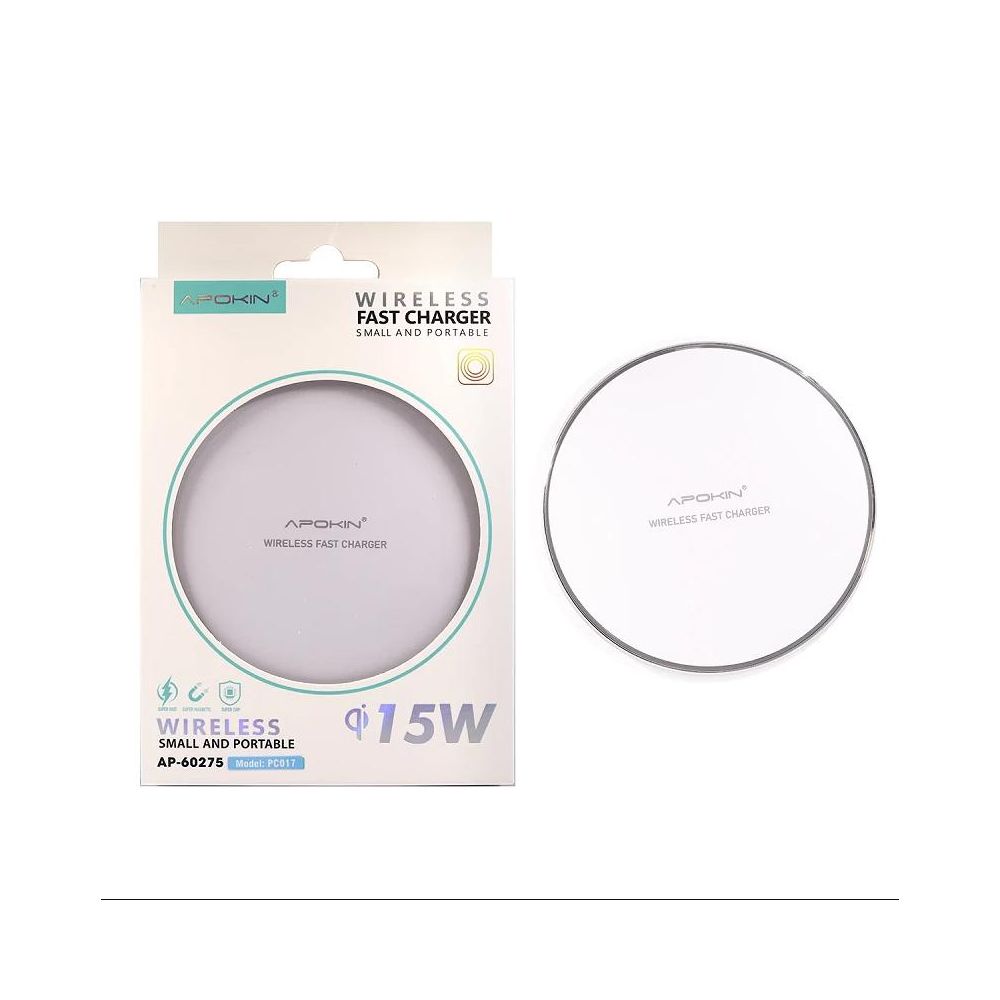 Cargador inalámbrico QI Dock * Base de carga rápida magnética 15W * Móviles iOS y Android * BLANCO