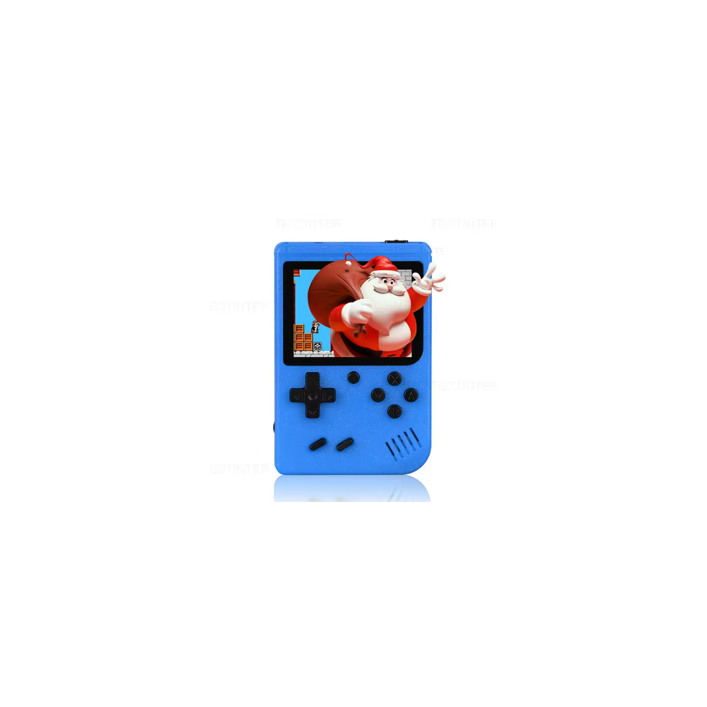 Mini consola portátil retro con 500 juegos clásicos ⋆ Pantalla LCD de 3'' ⋆ Incluye batería recargable y cable AV ⋆ Color AZUL
