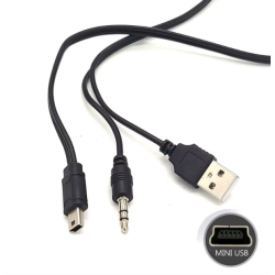 Cable Adaptador USB Macho / Mini USB Macho / Jack Macho 2 en 1 ⋆ Audio y carga para dispositivos Bluetooth y altavoces