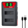 Cargador para 2 baterías GoPro HERO 5 / 6 / 7 ⋆ LED Smart USB Dual Charger ⋆ Input 5V 2A ⋆ Output 4.2V 600mA ⋆ CE, FCC, RoHS