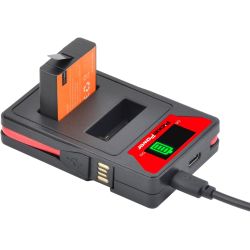 Cargador para 2 baterías GoPro HERO 5 / 6 / 7 ⋆ LED Smart USB Dual Charger ⋆ Input 5V 2A ⋆ Output 4.2V 600mA ⋆ CE, FCC, RoHS