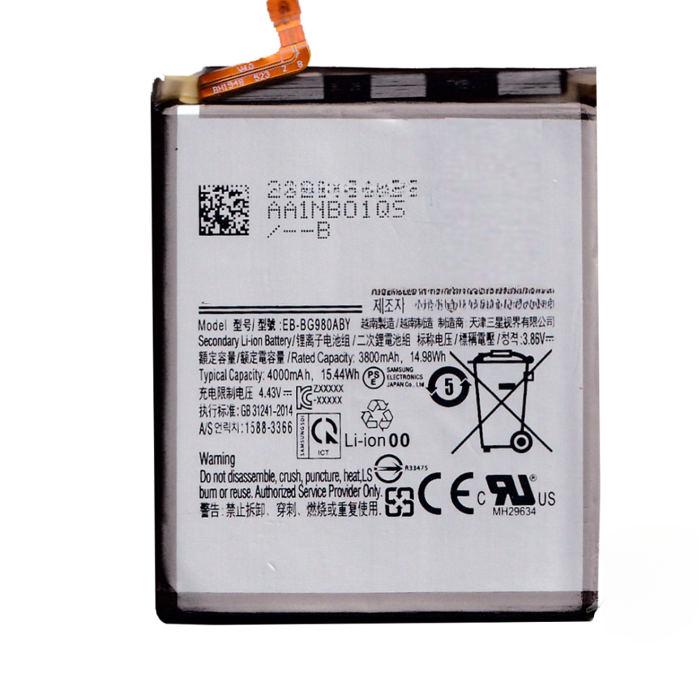 Batería compatible EB-BG980ABY para SAMSUNG GALAXY S20 / S20 5G – 4000 mAh / 3.86 V / 15.44 Wh / Li-ion 🔋📱